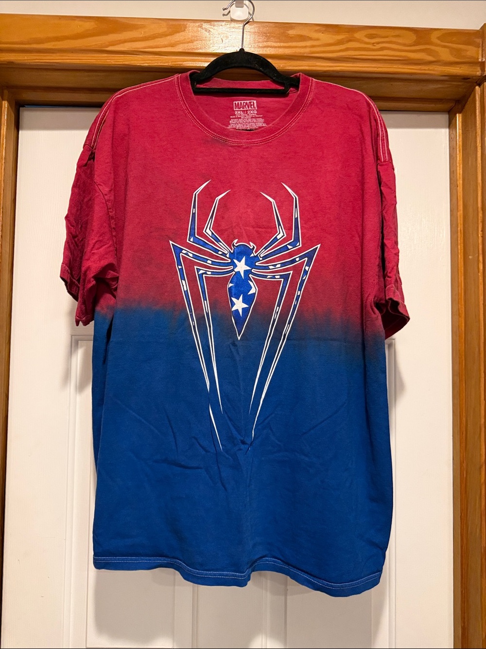 Marvel Men’s Red and Blue Spider Graphic Short Sleeve Tee